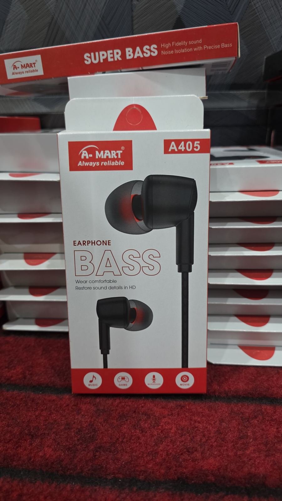 A-Mart A405 wired in-ear earphone with super bass features