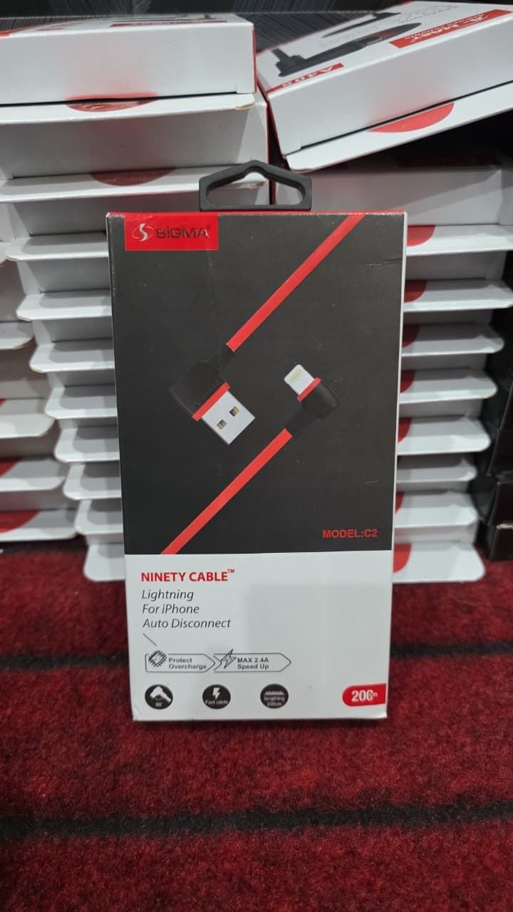 Sigma C2 Ninety Cable Lightning For iPhone Auto Disconnect Max 2.4A Speed Up