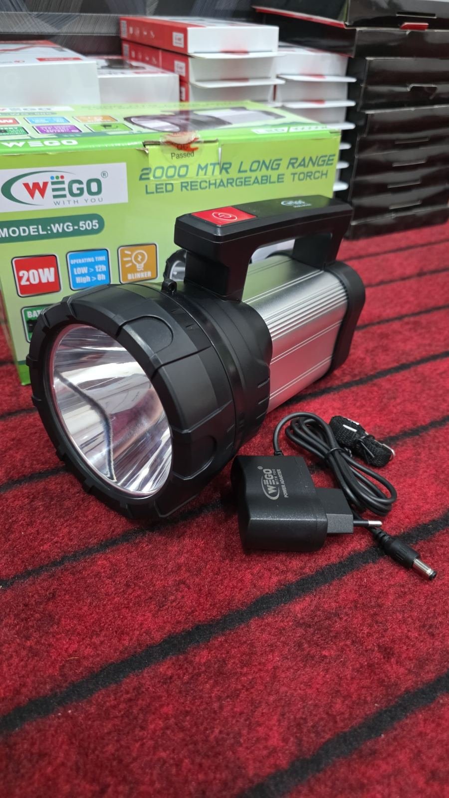2KM Long Range Rechargeable LED Search Light – WEGO WG-505
