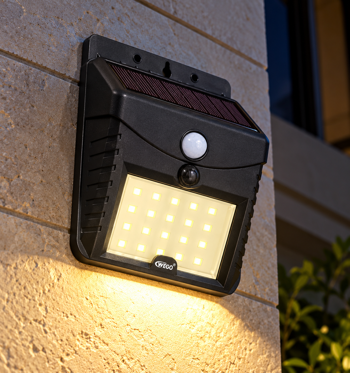 WEGO WG-406 SP-SENSOR Solar LED Outdoor Wall Light with PIR Motion Sensor