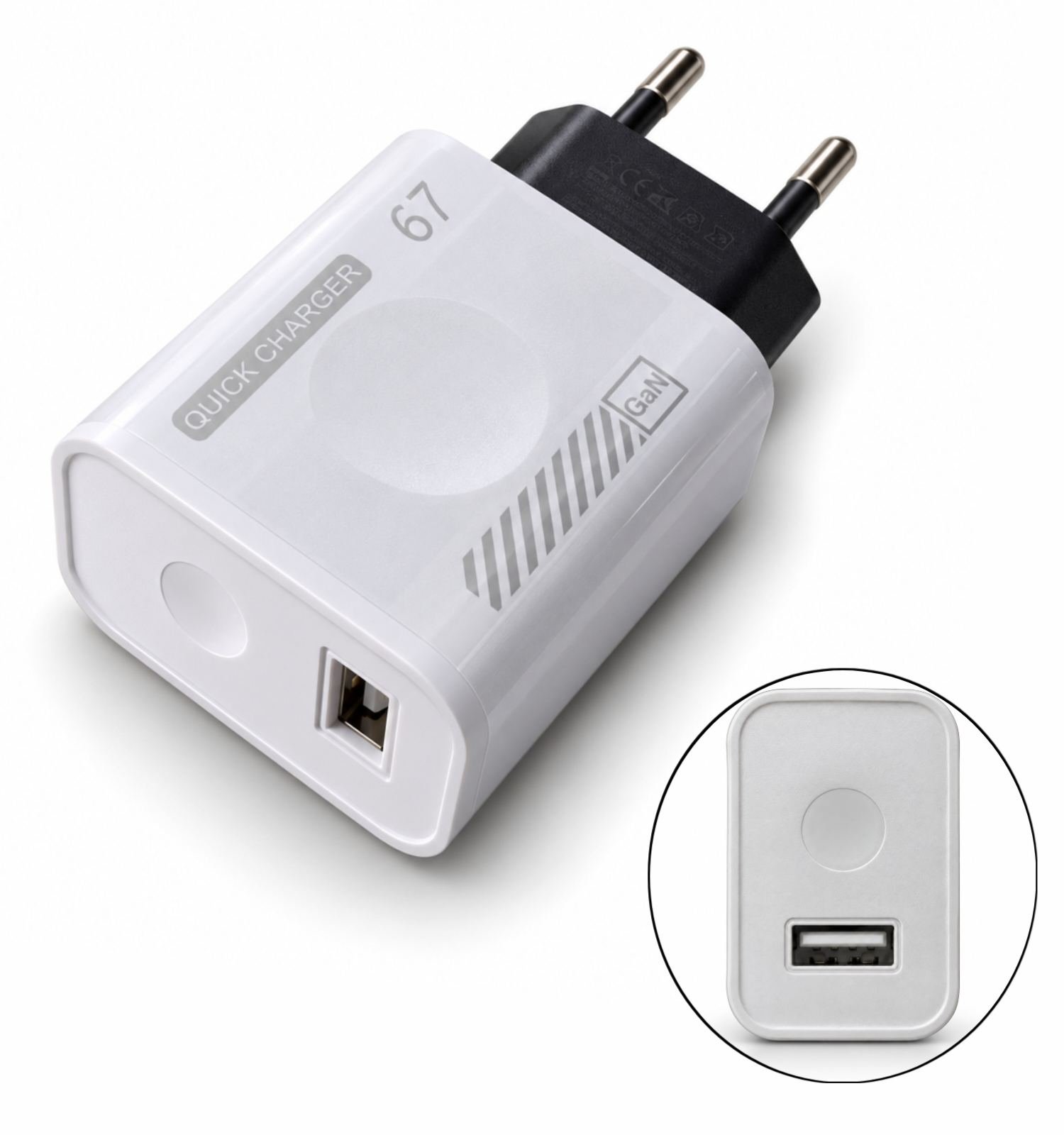67W GaN Fast Charging Adapter with USB-A Port