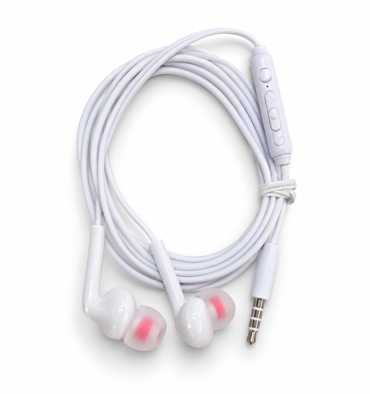 White Wired Handsfree with Mic & Volume Control